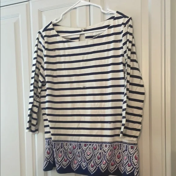 Navy and White Striped Women's Top - Picture 7 of 8